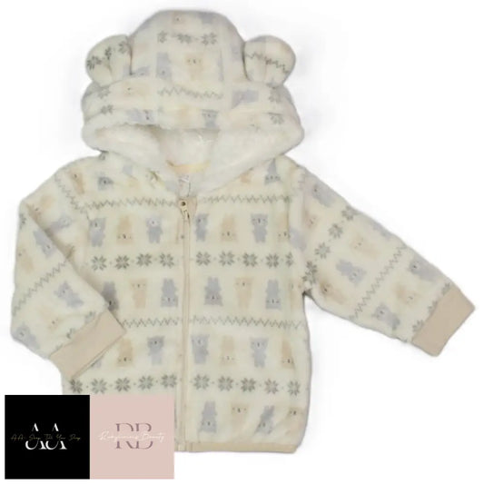 Baby Unisex Fairisle Print Hooded Cuddle Fleece Jacket