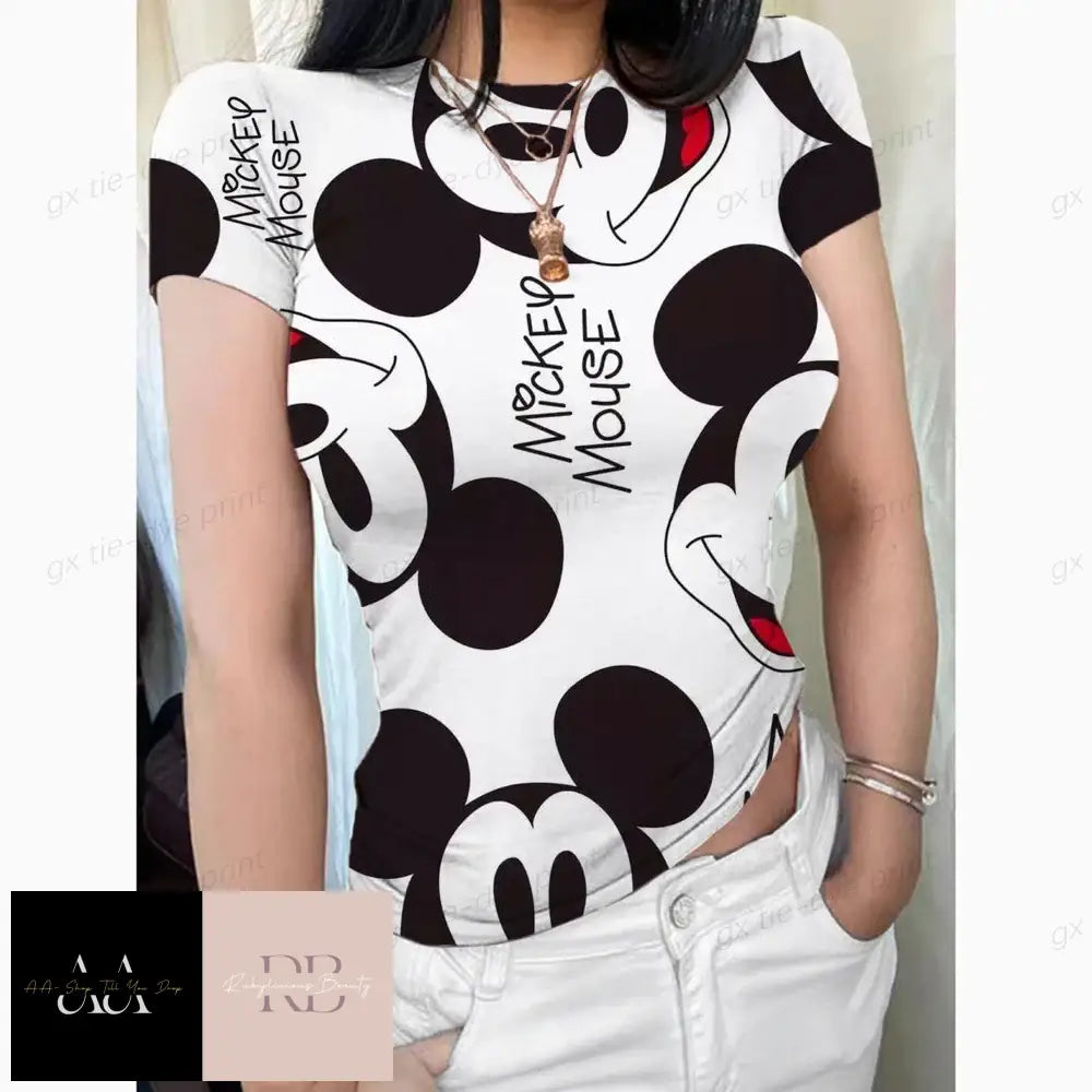 Basic Short Sleeve Women’s T-Shirt - Disney Mickey Shape- S/3Xl