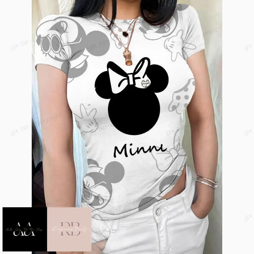 Basic Short Sleeve Women’s T-Shirt - Disney Minnie Shape- S/3Xl