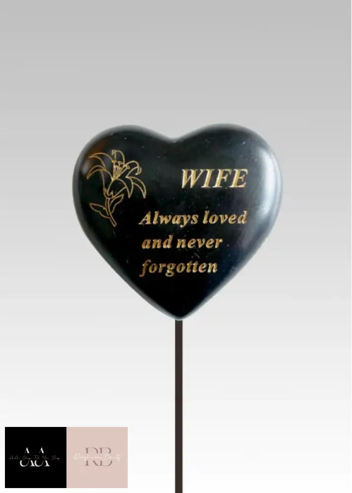 Black & Gold Lily Heart Stick - Wife