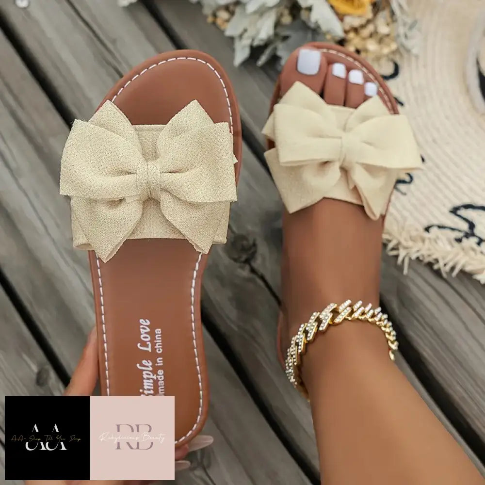 Bow Flats - Beige Sandals