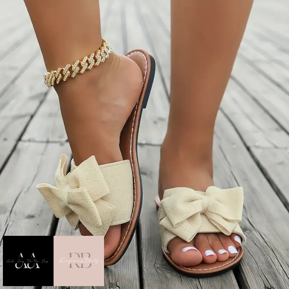 Bow Flats - Beige Sandals