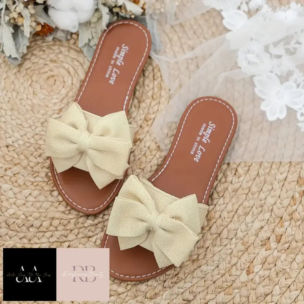 Bow Flats - Beige Sandals