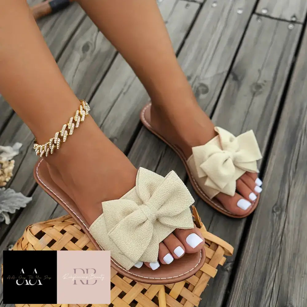 Bow Flats - Beige Sandals