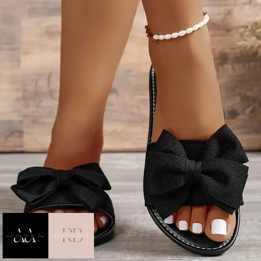 Bow Flats - Black Sandals