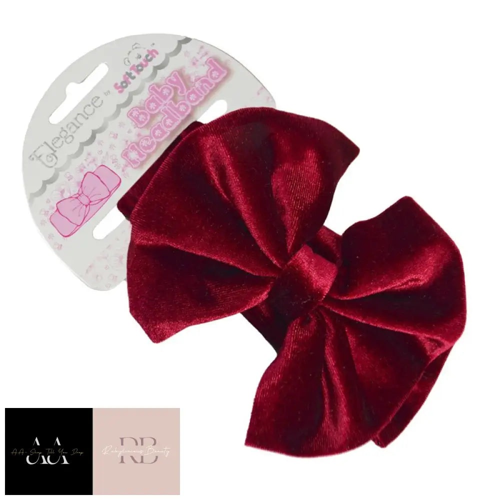 Burgundy Velour Headband W/Bow