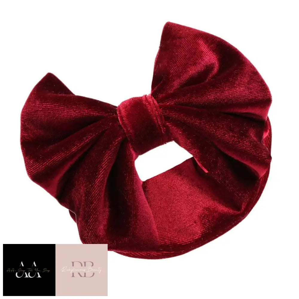 Burgundy Velour Headband W/Bow