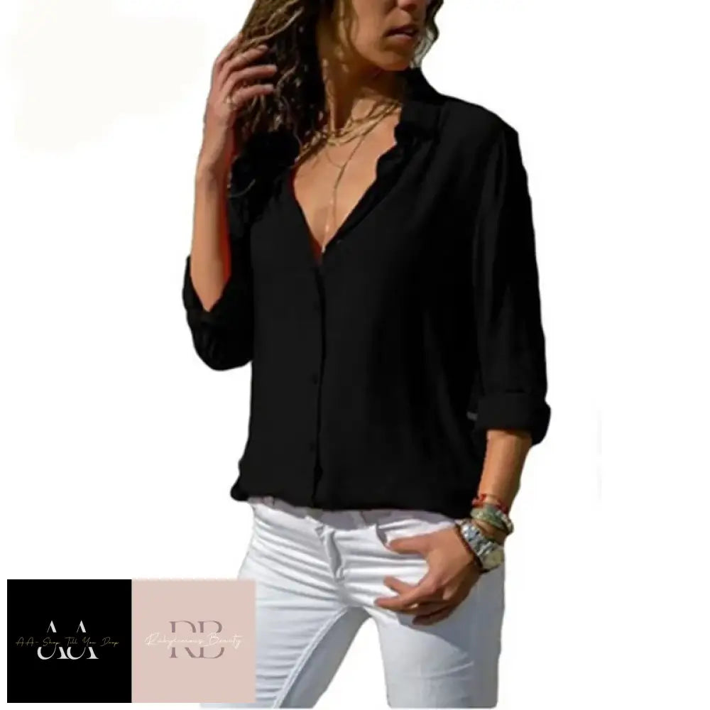 Casual Blouse Long Sleeve - Choice Of Colour And Size