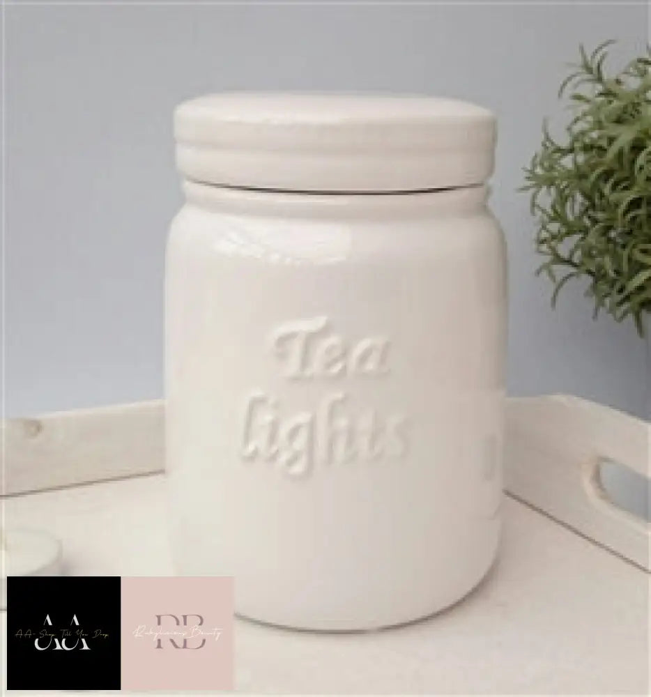 Ceramic Tealights Storage Jar - White 17Cm