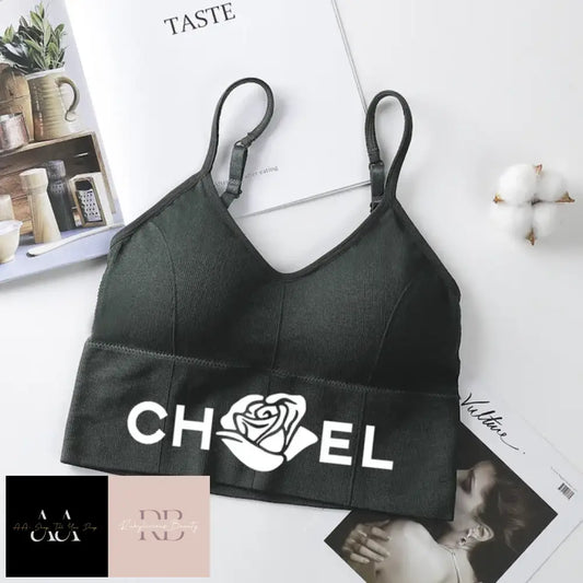 Ch*El Underwear Tube Top - Dark Green With White Text