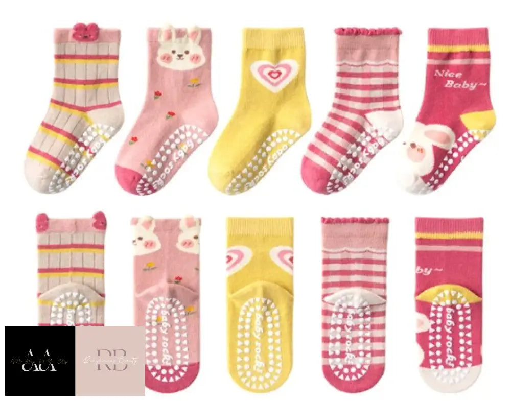 Children’s Cotton Non-Slip Socks X5