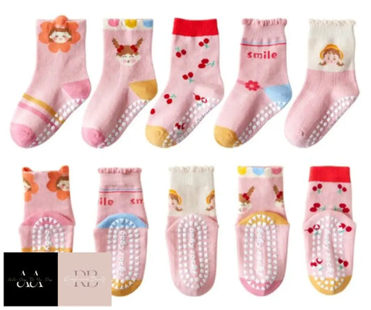 Children’s Cotton Non-Slip Socks X5