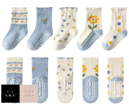 Children’s Cotton Non-Slip Socks X5