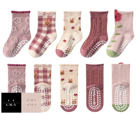 Children’s Cotton Non-Slip Socks X5