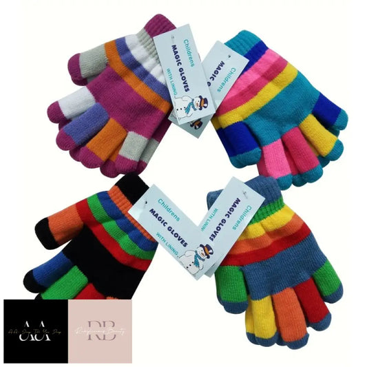 Childrens Magic Multi Coloured Gloves With Lining