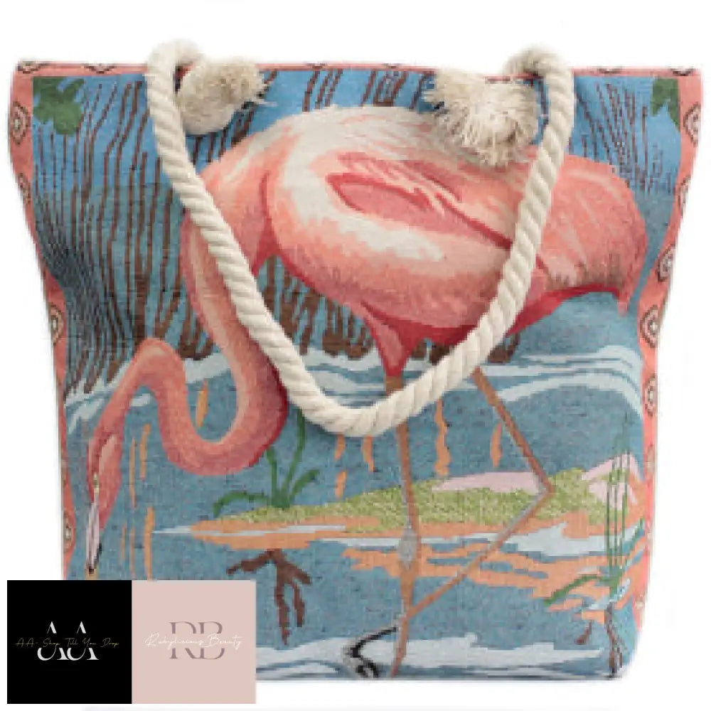 Classic Rope Handled Bags - Choice Of Design Pink Flamingo