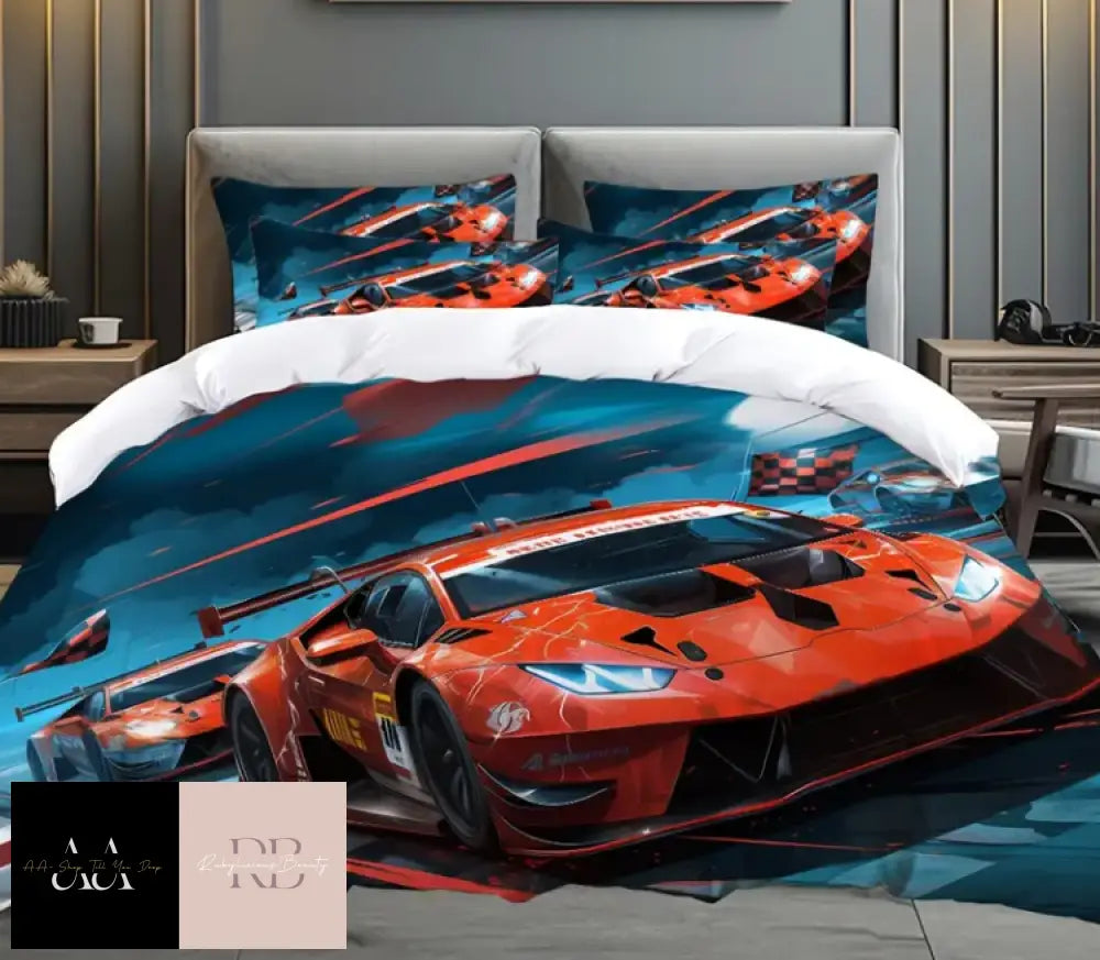 Cool Racing Car Print Duvet Cover Set - Sizes