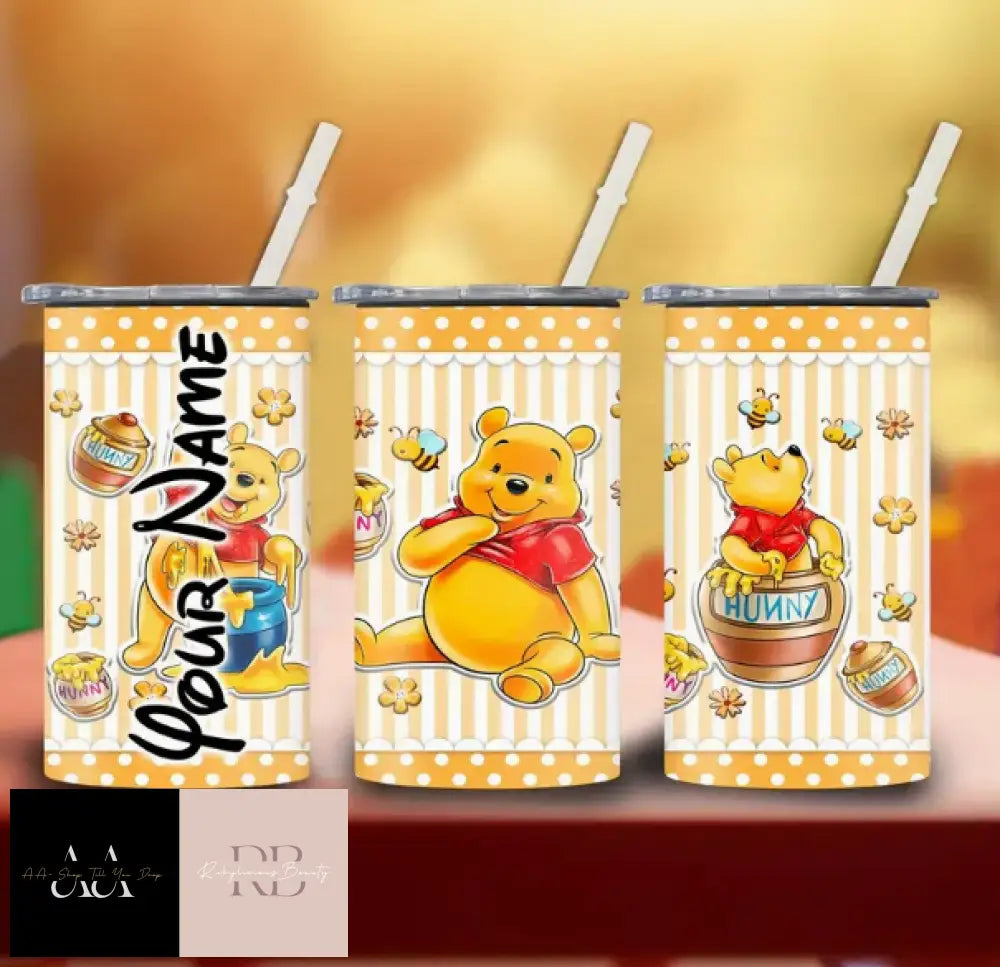 Customizable 12Oz Winnie The Pooh Printed Tumbler With Lid And Straw