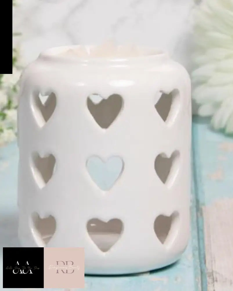 Desire Hearts White Ceramic Wax Melt Warmer