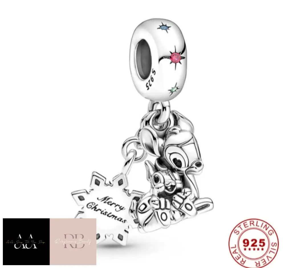 Disney 925 Sterling Silver Charm - Choice Of Design Bambi (Merry Christmas)