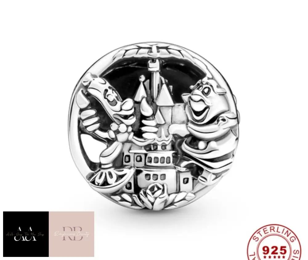 Disney 925 Sterling Silver Charm - Choice Of Design Cogsworth And Lumiere (Beauty The Beast)