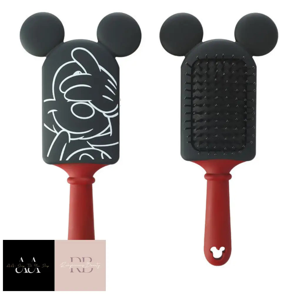 Disney Air Cushion Massage Combs - Choice Of Character Mickey Mouse Red & Black