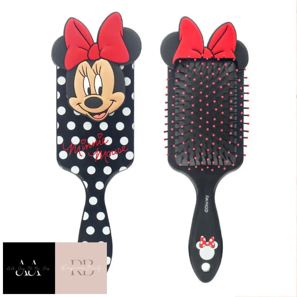 Disney Air Cushion Massage Combs - Choice Of Character Minnie Polka Dots Black & White