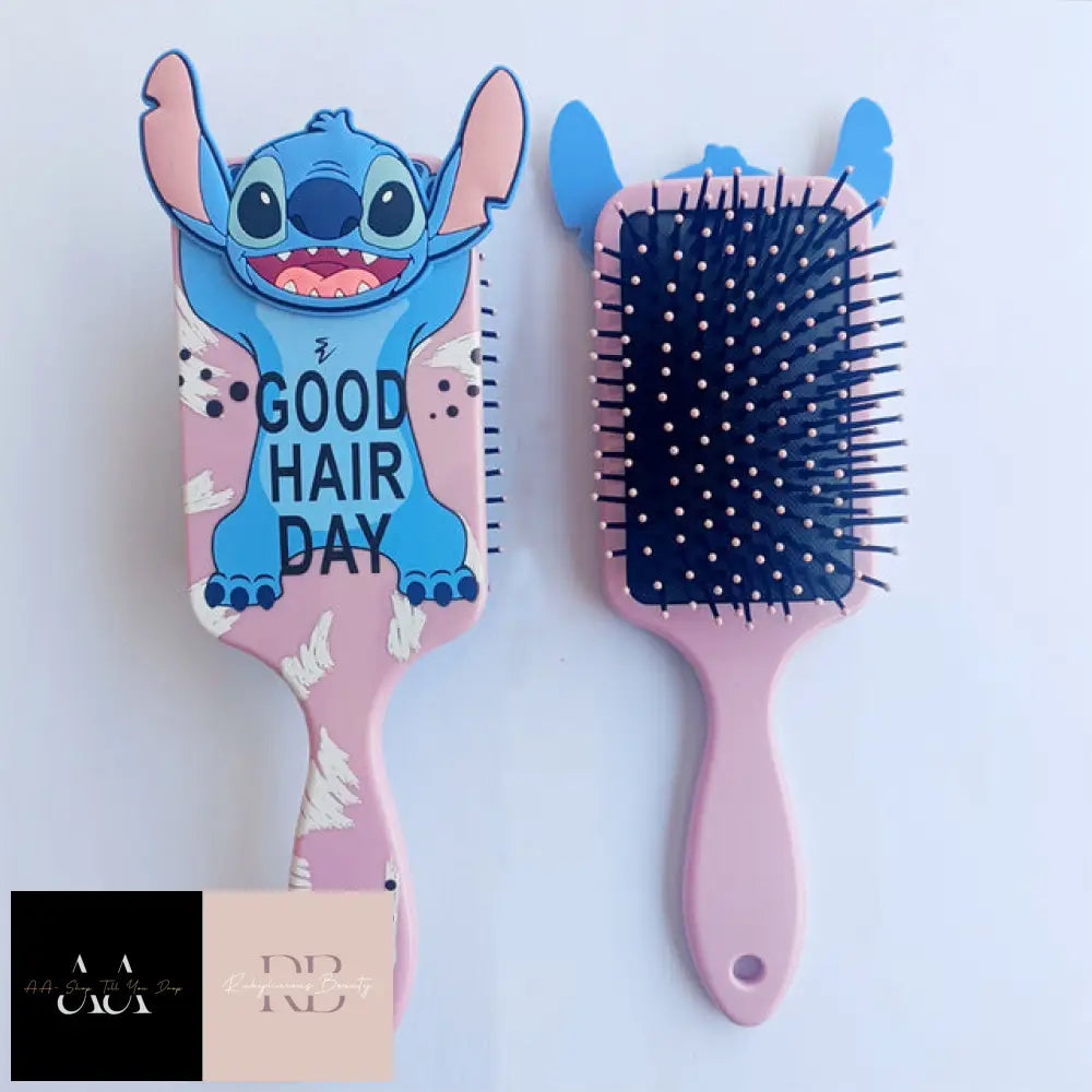 Disney Air Cushion Massage Combs - Choice Of Character Stitch Good Hair Day