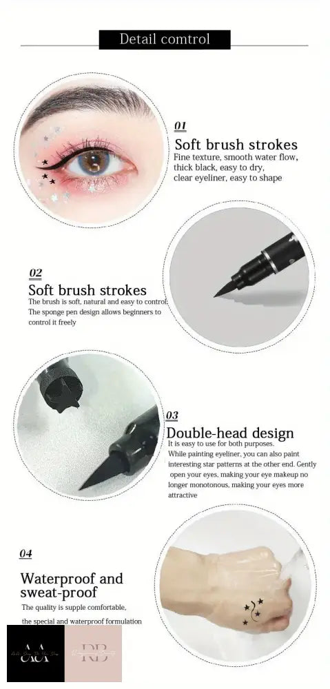 Double-Headed Stamp Eyeliner Pen - Black Choice Of Design