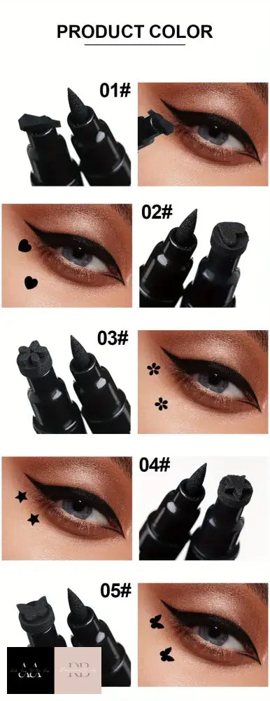 Double-Headed Stamp Eyeliner Pen - Black Choice Of Design