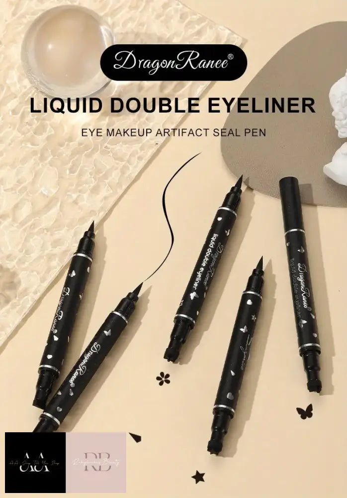 Double-Headed Stamp Eyeliner Pen - Black Choice Of Design