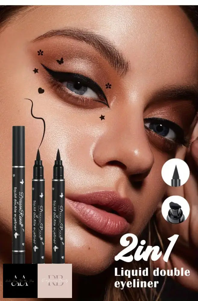 Double-Headed Stamp Eyeliner Pen - Black Choice Of Design