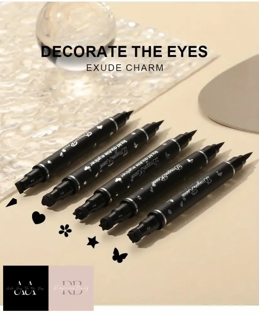 Double-Headed Stamp Eyeliner Pen - Black Choice Of Design