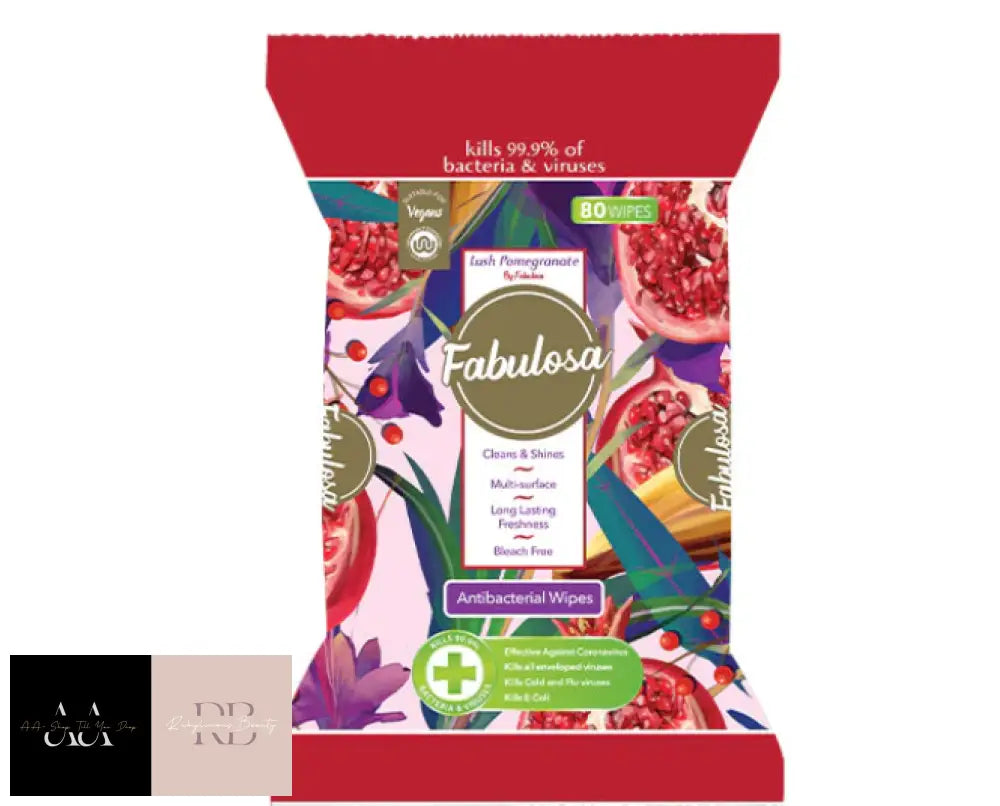 Fabulosa Antibacterial Surface Wipes Lush Pomegranate 80 Pack