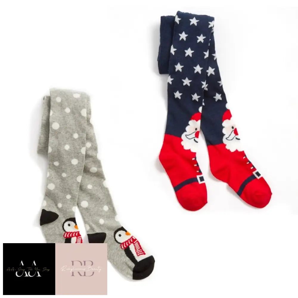 Girls Christmas Design Tights (2-8 Years)