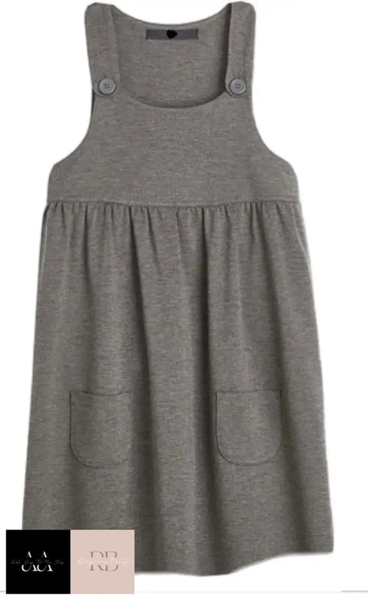 Girls Grey School Pinafore Dress