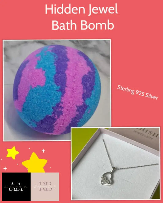 Hidden Jewel Bath Bomb - Sterling 925 Silver Heart Necklace Inside Beauty