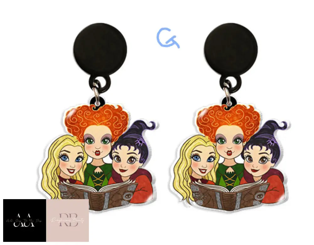 Hocus Pocus The 2 Witches Fabulous Drop And Dangle Earrings Halloween Pocus