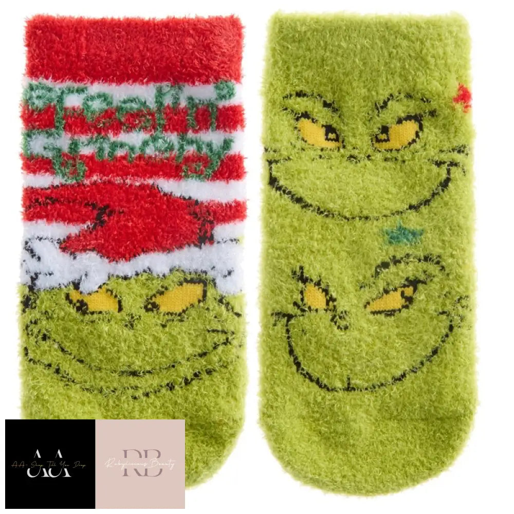 Infants Christmas Grinch 1 Pair Cosy Socks With Grippers