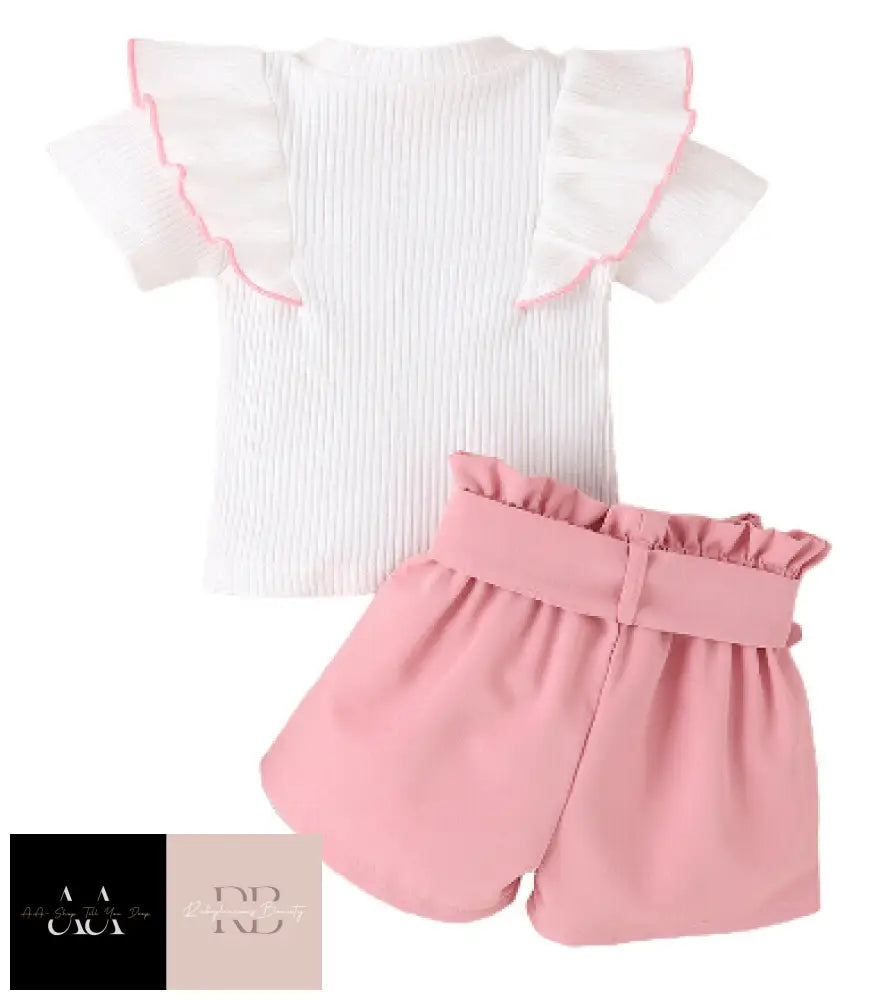 Kids Baby Girls Ruffle T-Shirt Shorts Set Toddler Summer Party Clothes Outfits