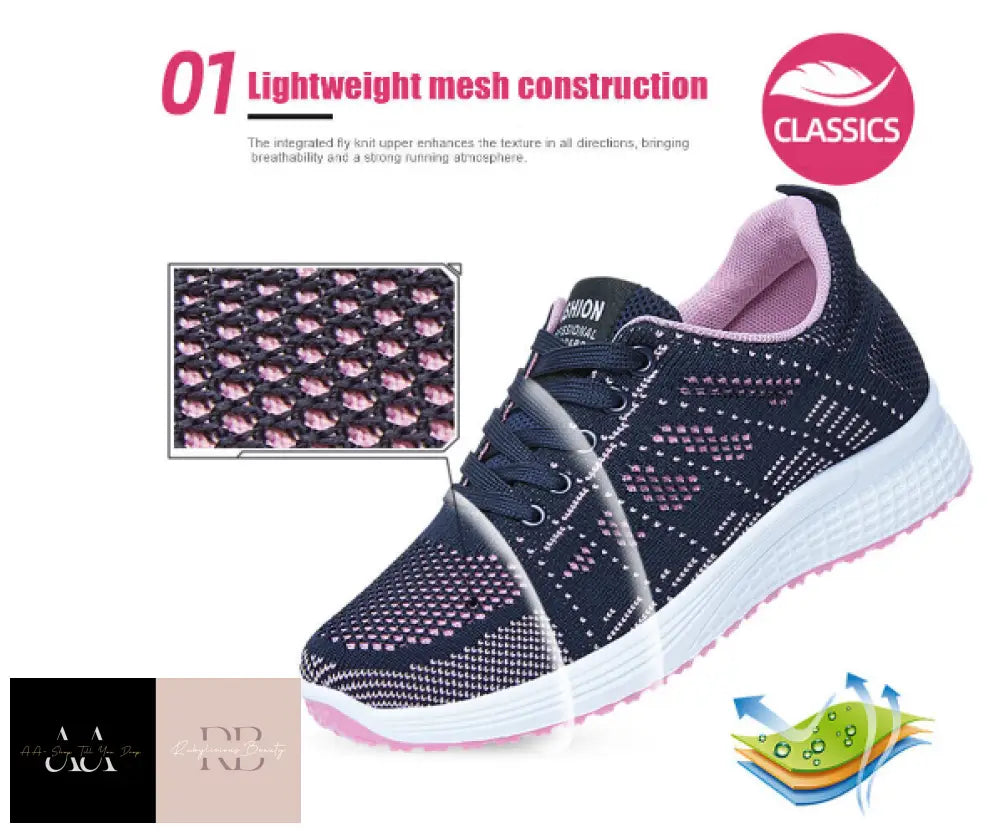 Ladies Breathable Casual Lace-Up Running Sport Trainers Workout Walking Shoes