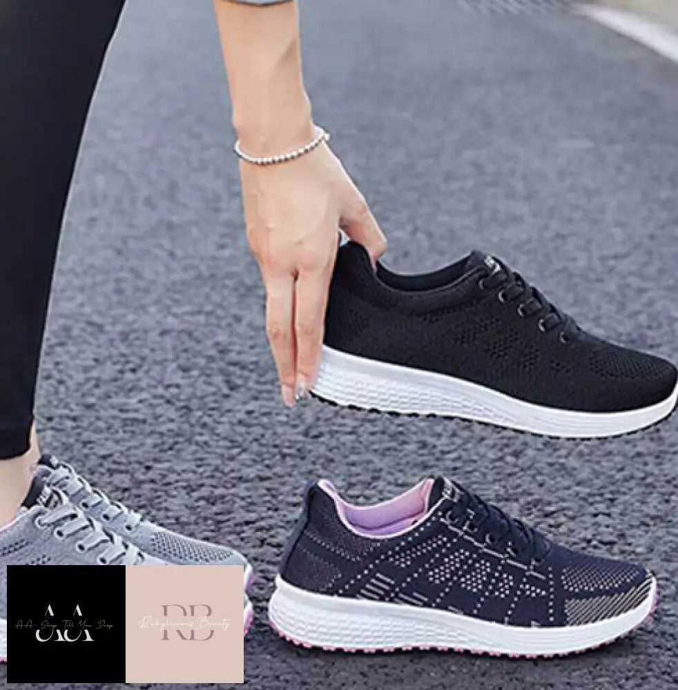 Ladies Breathable Casual Lace-Up Running Sport Trainers Workout Walking Shoes