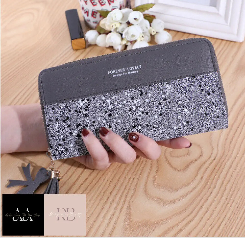 Ladies Glitter Wallet Long Zip Purse Card Phone Holder Case Women Clutch Handbag Purse