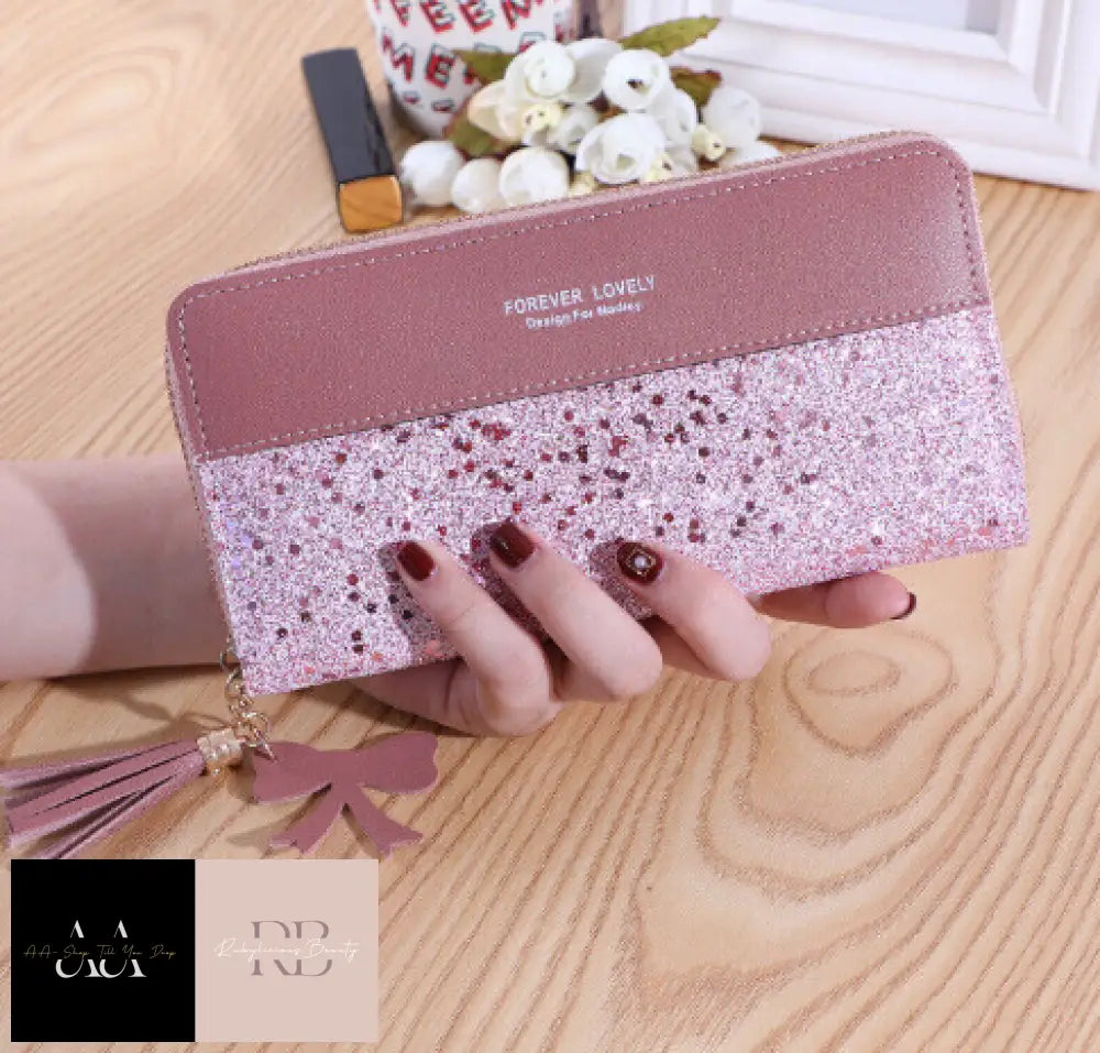 Ladies Glitter Wallet Long Zip Purse Card Phone Holder Case Women Clutch Handbag Purse