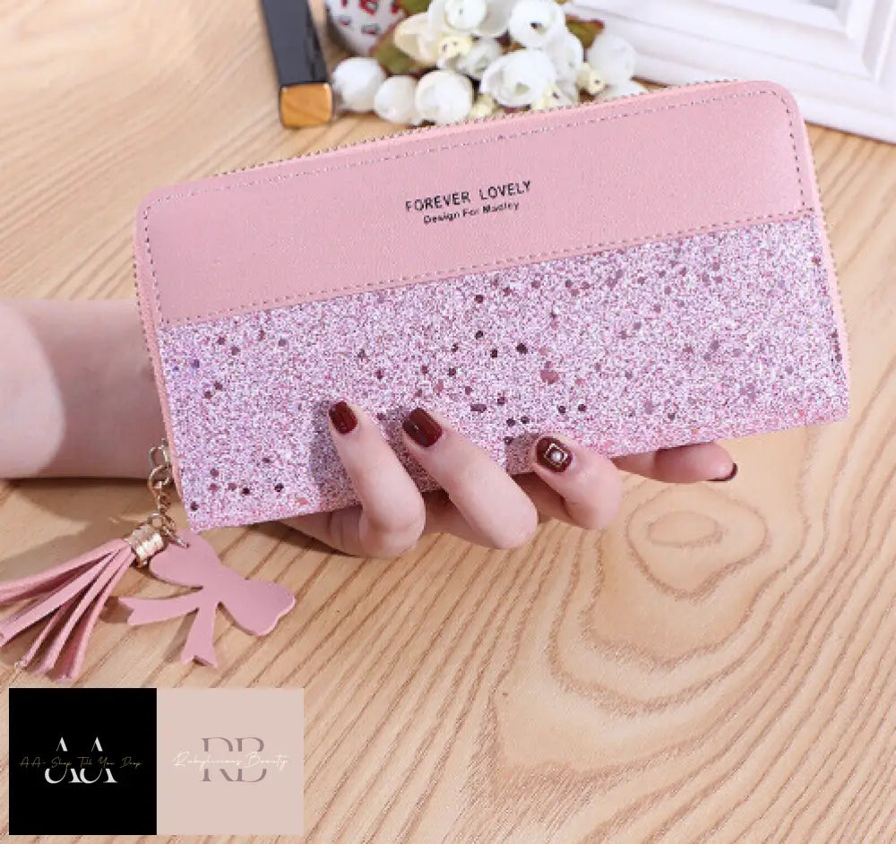 Ladies Glitter Wallet Long Zip Purse Card Phone Holder Case Women Clutch Handbag Purse