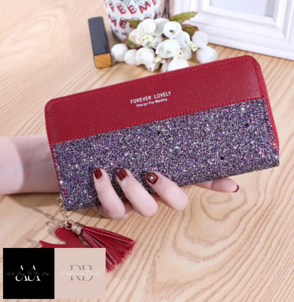 Ladies Glitter Wallet Long Zip Purse Card Phone Holder Case Women Clutch Handbag Purse