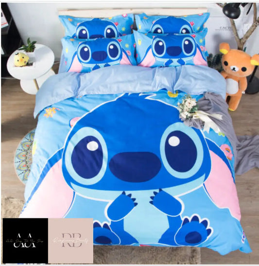 Lilo & Stitch Bedding Set 3Pcs Duvet Cover Pillowcase Uk - Double #1