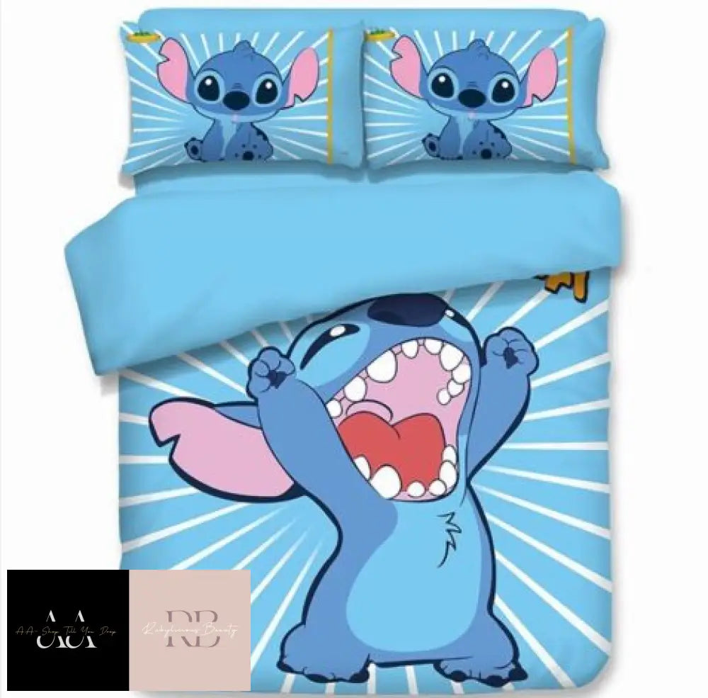 Lilo & Stitch Bedding Set 3Pcs Duvet Cover Pillowcase Uk - Double #2