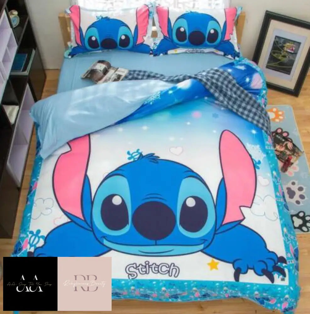 Lilo & Stitch Bedding Set 3Pcs Duvet Cover Pillowcase Uk - Double #3