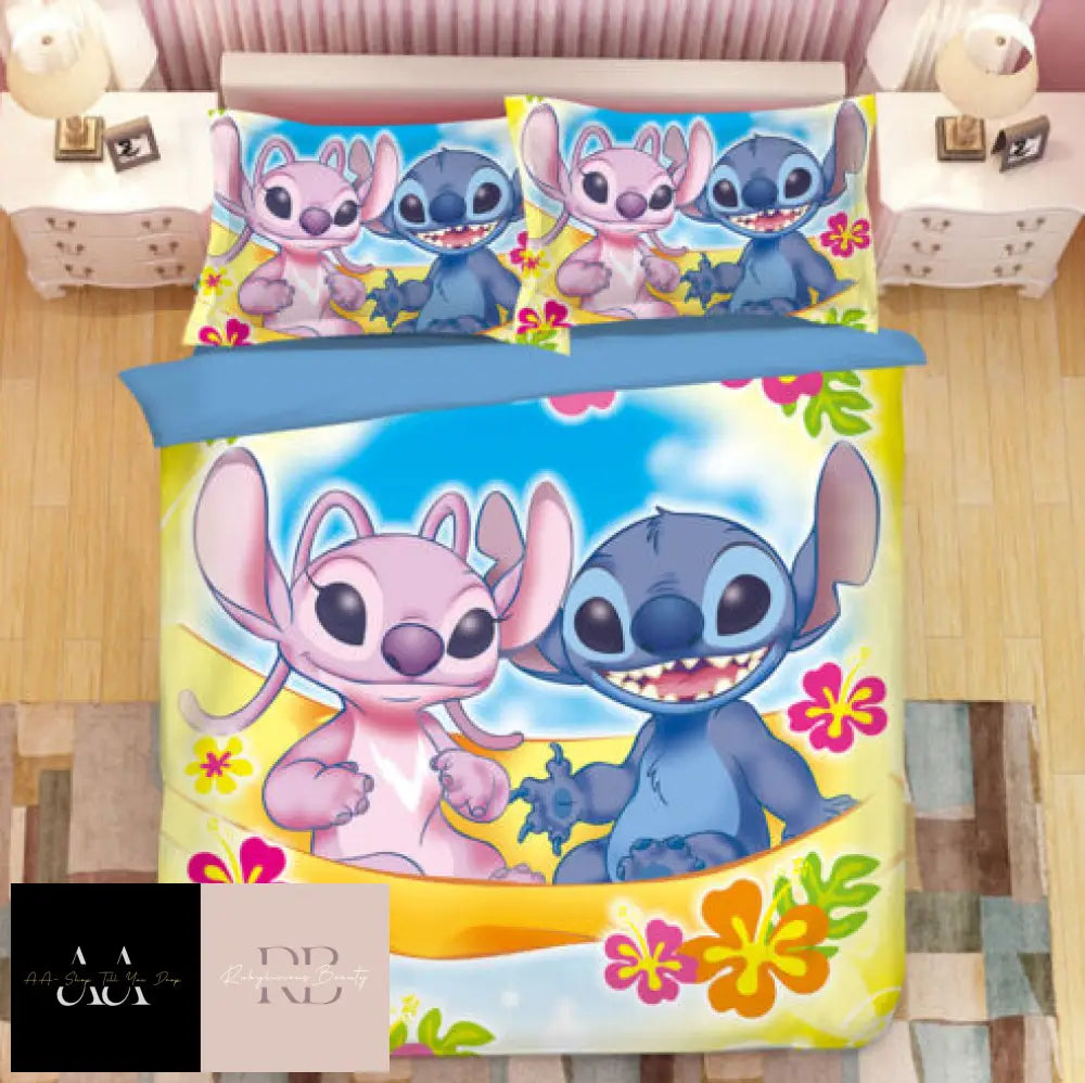 Lilo & Stitch Bedding Set 3Pcs Duvet Cover Pillowcase Uk - Double #4